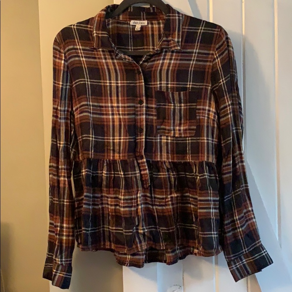 Dizzylizzy plaid peplum top medium